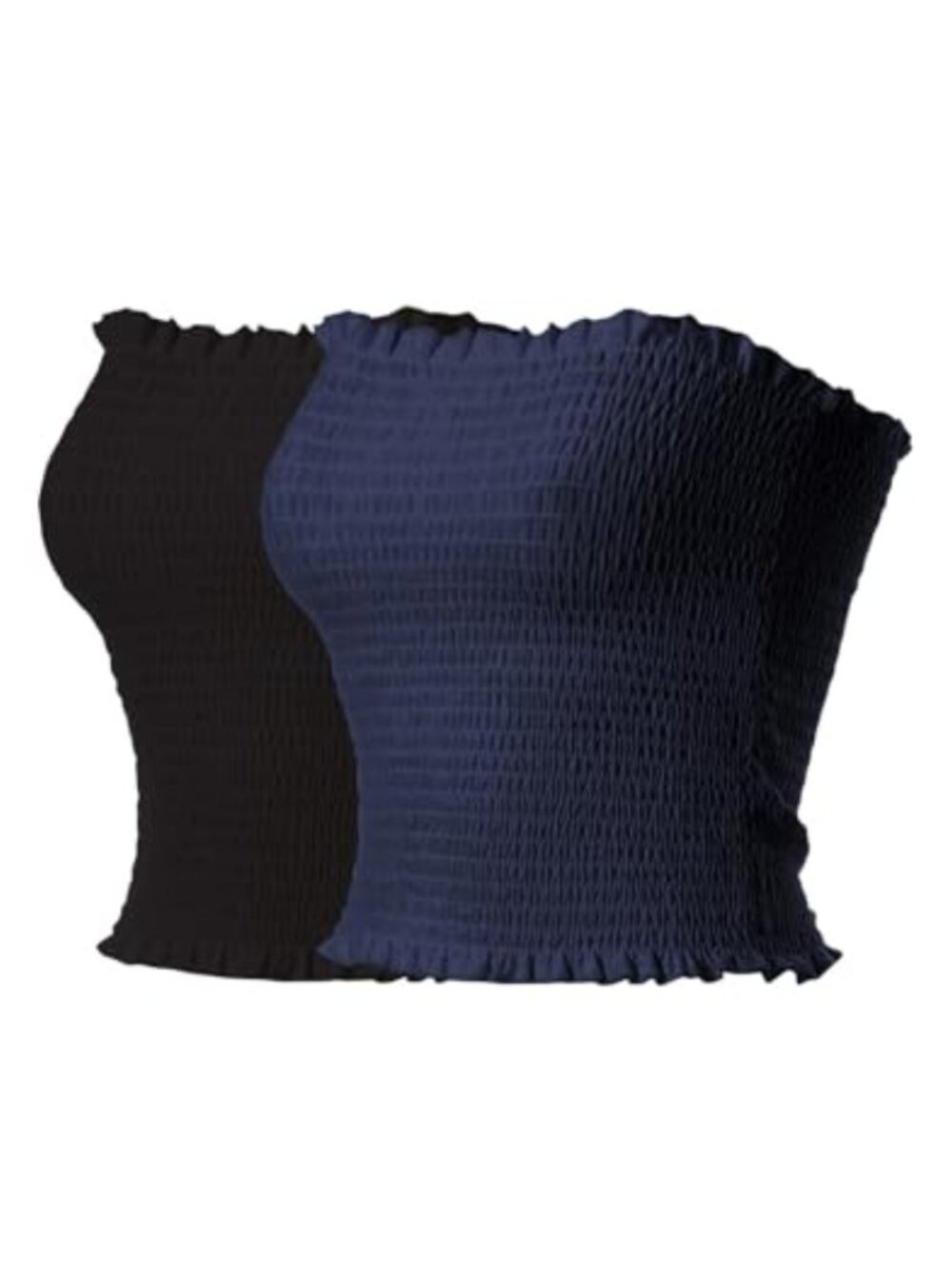 Smocked Tube Top Lettuce Trim Stretch Crop Bandeau